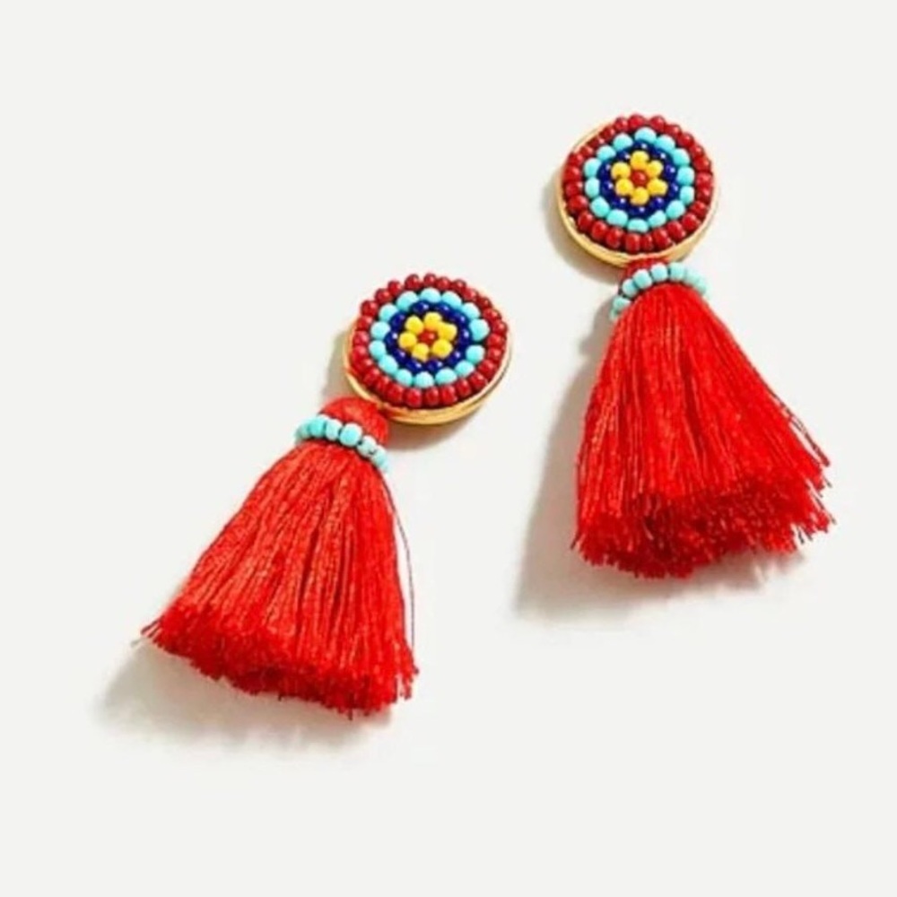 J.Crew beaded tassel stud earrings